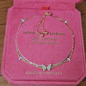 Olivia and Jackson Adjustable Bracelet with Cz butterfly Charm
